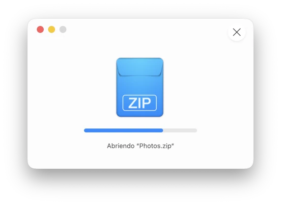Archiver abriendo un fichero 'ZIP' comprimido que contiene distintas fotos.
